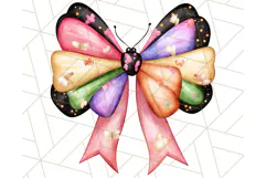 Watercolor Summer Bow Clipart PNG, Coquette Bright Bow Png Product Image 3