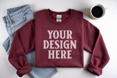 Cardinal Red Gildan 18000 Folded Flat Lay Mockups Product Image 1