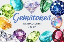 Gemstone Clipart Bundle, PNG Digital Gemstones Product Image 1