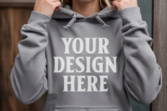 Charcoal Gildan 18500 Hoodie Mockup, G18000 Hoodie Model moc Product Image 1