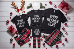 Christmas Family Matching Flat Lay T-Shirt Mockups Product Image 1