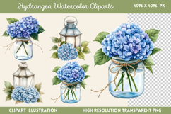 Hydrangea Watercolor Cliparts Bundle PNG Product Image 7