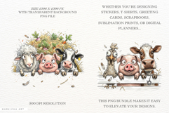 Whimsical Peeking Farm Animals Clipart Product Image 2