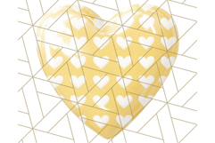 Pastel Puffy Patterned Hearts Clipart PNG, 3D Look Heart Png Product Image 3