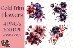Gothic Floral PNG, Dark Aesthetic Flowers Clipart Print Product Image 1