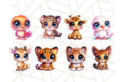 Safari Animals Clipart Bundle, Cute Kawaii Style for Crafts Product Image 6