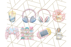 Pastel Gamer Girl Clipart PNG, Kawaii Gaming Elements Product Image 3