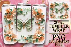 3D Spring Garden Tumbler Wrap - 20oz Butterfly Blooms Product Image 1