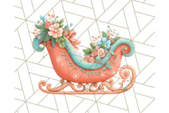 Coral and Aqua Christmas Clipart PNG, Pastel Holiday Art Product Image 3