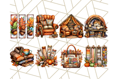 Autumn Library Clipart PNG, Cozy Fall Book Art Product Image 3