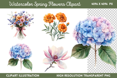 Watercolor Spring Flowers Clipart Bundle PNG Product Image 2