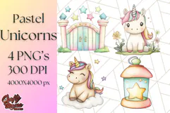 Fairy Tale Unicorn PNG Pastel Magic Clipart, Fantasy Rainbow Product Image 1