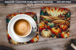 Pumpkin Coaster Sublimation, Halloween Coaster PNG Design Product Image 1