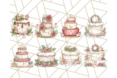 Christmas Cake Clipart PNG, Cottagecore Holiday Desserts Product Image 7