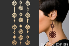 Chakra earrings svg bundle, leather earring template Product Image 1