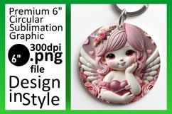 Charming Circle Design Sublimation PNG , 3D Cupid Product Image 1