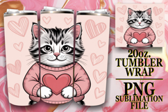 COZY VIBES 20oz TUMBLER WRAP, Cat Valentin's Day Product Image 1