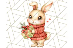 Vintage Christmas Clipart PNG, Cute Animals Holiday Elements Product Image 3