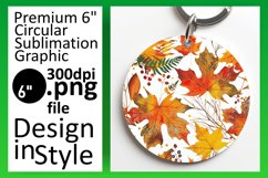 Fall Foliage Watercolor Pattern Round Design Keychain Product Image 1