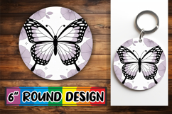 Luminous Round Ornaments Sublimation PNG, Butterfly Product Image 1