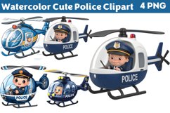 Watercolor Cute Police Clipart PNG Product Image 1