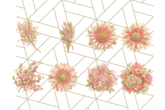 Fall Foliage Clipart PNG, Pink and Green Leaves Product Image 3