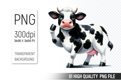 Cow Clipart PNG, Farm Animals Clipart, Rustic Farm Art Product Image 1