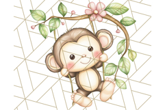 Pastel Safari Jungle Baby Animals PNG Clipart, Nursery Product Image 3