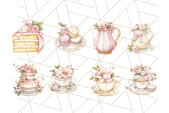 Pastel Tea Set Clip Art PNG with Sweets and Floral Accents Product Image 3