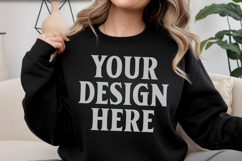 Gildan 18000 Black Mockup , Crewneck Sweatshirt Boho Mock-up Product Image 1