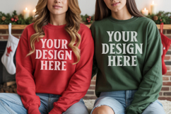 Christmas Gildan18000 Couple Mockup , Couple mockup Product Image 1