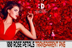 100 ROSE PETALS TRANSPARENT PNG FILES, PHOTOSHOP OVERLAYS Product Image 1