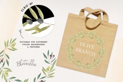 Olive Branches 8 Wreath Watercolor Leaves Olives Green Set Product Image 2