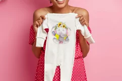 Baby Elephant, Girl Elephant with Sunflowers Sublimation PNG Product Image 3