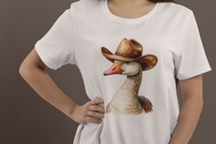 Watercolor Cowboy Silly Goose Sublimation Design PNG Product Image 2