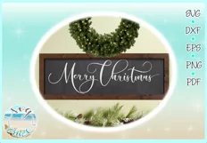Merry Christmas Horizontal Wood Sign SVG Dxf Eps Png PDF Product Image 2