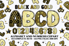 Black and Gold Alphabet png clipart, gold letters doodle Product Image 1