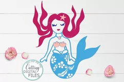 Cute little mermaid under the sea Summer cut file svg dxf Product Image 1