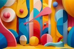 Abstract composition of colorful shapes creating a playful a Product Image 1