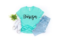 Bella Canvas Mockup 3001 Heather Mint T-shirt Unisex Tee Product Image 1
