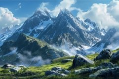 Majestic mountain range with verdant valleys Product Image 1