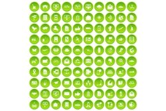 100 post and mail icons set green circle Product Image 1