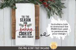 Christmas Tea Towel SVG | Tis The Season For Baking Cookies Product Image 1