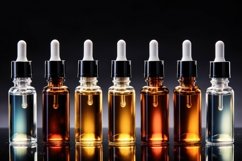 Row of Assorted Cosmetic Oil Dropper Bottles Background Product Image 1