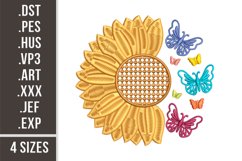 Sunflower with butterflies | Embroidery design Product Image 1