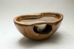 Unique wooden bowl with builtin cup holder Product Image 1
