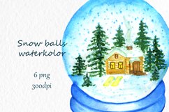 Ornament Winter .Glass bowl clipart watercolor. Snow holiday Product Image 9