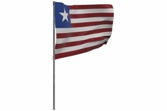 Liberia flag on pole. Waving banner isolated. National flag Product Image 1