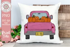 Doodle Truck with Pumpkins | Pink Fall Truck Product Image 1