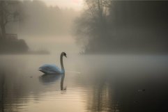 Tranquil Swan misty lake nature. Generate Ai Product Image 1